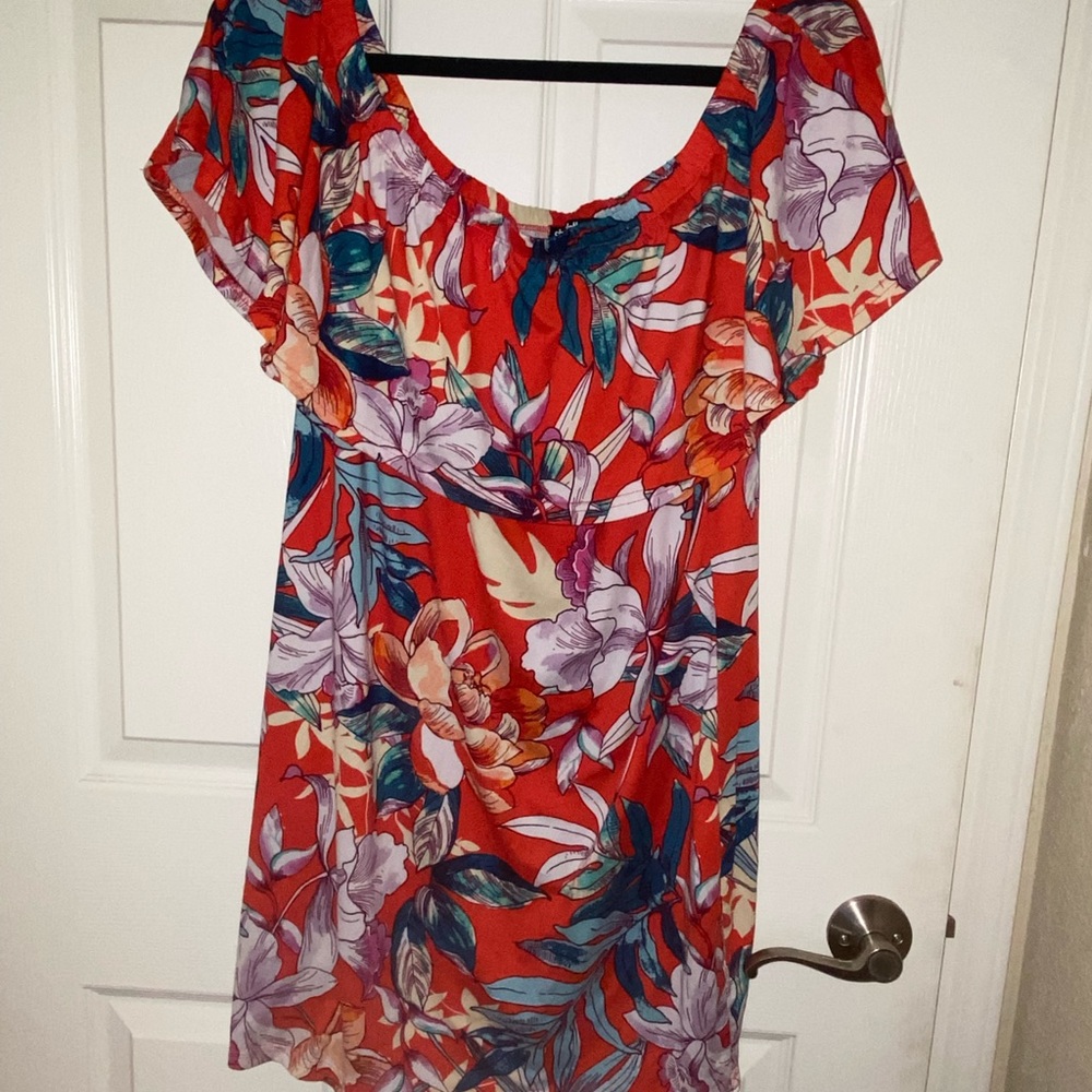 Floral off the shoulder bodycon dress